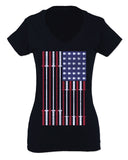 Workout Fitness Bars America American Flags Gym Tough For Women V neck fitted T Shirt