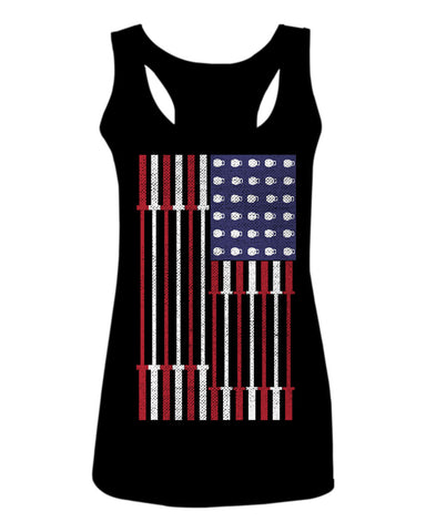 Workout Fitness Bars America American Flags Gym Tough  women's Tank Top sleeveless Racerback