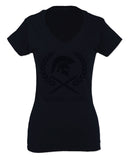 American Come and Take Greek Molon Labe Spartan Workout For Women V neck fitted T Shirt