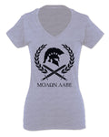 American Come and Take Greek Molon Labe Spartan Workout For Women V neck fitted T Shirt