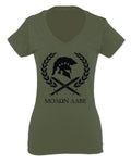 American Come and Take Greek Molon Labe Spartan Workout For Women V neck fitted T Shirt