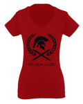 American Come and Take Greek Molon Labe Spartan Workout For Women V neck fitted T Shirt