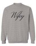 VICES AND VIRTUESS Letter Printed Wifey Couple Wedding Hubby Matching Bride men's Crewneck Sweatshirt