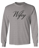 VICES AND VIRTUESS Letter Printed Wifey Couple Wedding Hubby Matching Bride mens Long sleeve t shirt