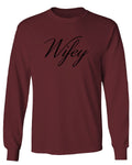 VICES AND VIRTUESS Letter Printed Wifey Couple Wedding Hubby Matching Bride mens Long sleeve t shirt