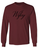 VICES AND VIRTUESS Letter Printed Wifey Couple Wedding Hubby Matching Bride mens Long sleeve t shirt
