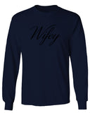 VICES AND VIRTUESS Letter Printed Wifey Couple Wedding Hubby Matching Bride mens Long sleeve t shirt