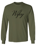 VICES AND VIRTUESS Letter Printed Wifey Couple Wedding Hubby Matching Bride mens Long sleeve t shirt