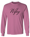 VICES AND VIRTUESS Letter Printed Wifey Couple Wedding Hubby Matching Bride mens Long sleeve t shirt