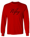 VICES AND VIRTUESS Letter Printed Wifey Couple Wedding Hubby Matching Bride mens Long sleeve t shirt