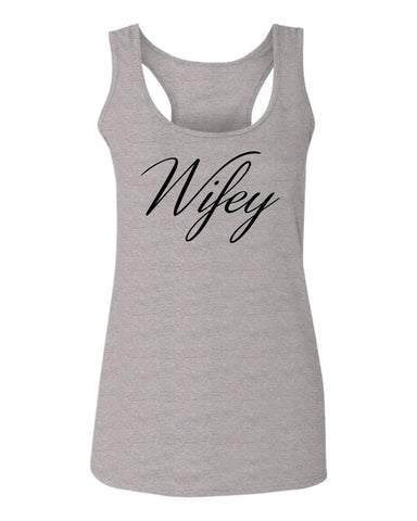 VICES AND VIRTUESS Letter Printed Wifey Couple Wedding Hubby Matching Bride  women's Tank Top sleeveless Racerback