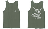 Front and Back Good Vibe Bones Hand Shaka Cool Vintage Hipster Graphic men's Tank Top