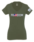 Freedom Grunt Proud American Flag Military Armour US USA For Women V neck fitted T Shirt