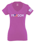 Freedom Grunt Proud American Flag Military Armour US USA For Women V neck fitted T Shirt