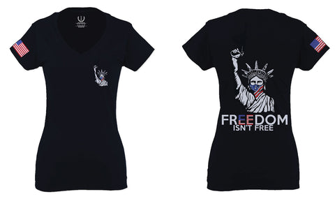 Front and Back Freedom Isn't Free Grunt 2nd Amendment Ammendment Guns Second For Women V neck fitted T Shirt