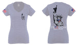 Front and Back Freedom Isn't Free Grunt 2nd Amendment Ammendment Guns Second For Women V neck fitted T Shirt