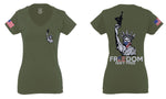 Front and Back Freedom Isn't Free Grunt 2nd Amendment Ammendment Guns Second For Women V neck fitted T Shirt