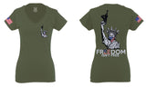 Front and Back Freedom Isn't Free Grunt 2nd Amendment Ammendment Guns Second For Women V neck fitted T Shirt