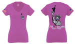 Front and Back Freedom Isn't Free Grunt 2nd Amendment Ammendment Guns Second For Women V neck fitted T Shirt