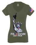 Freedom Isn't Free Grunt 2nd Amendment Ammendment Guns Second For Women V neck fitted T Shirt