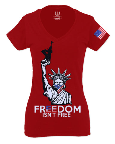Freedom Isn't Free Grunt 2nd Amendment Ammendment Guns Second For Women V neck fitted T Shirt