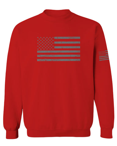 Gray America USA Patriotic American United States Vintage Flag men's Crewneck Sweatshirt
