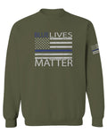Blue Lives Matter American Flag Thin Blue Line USA Police Support men's Crewneck Sweatshirt
