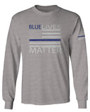 Blue Lives Matter American Flag Thin Blue Line USA Police Support mens Long sleeve t shirt
