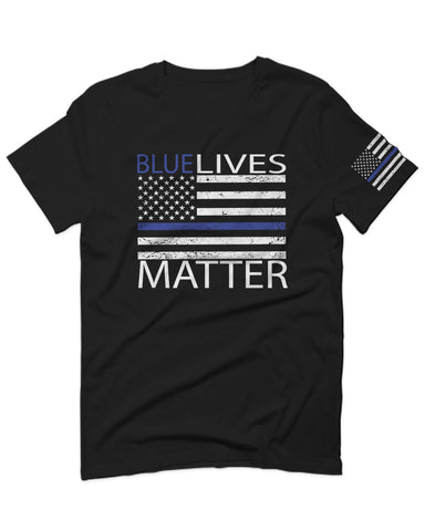 Blue Lives Matter American Flag Thin Blue Line USA Police Support For men T Shirt