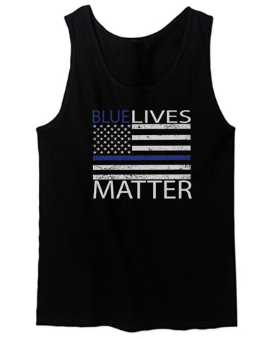 Blue Lives Matter American Flag Thin Blue Line USA Police Support men's Tank Top