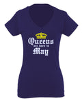 The Best Birthday Gift Queens are Born in May For Women V neck fitted T Shirt