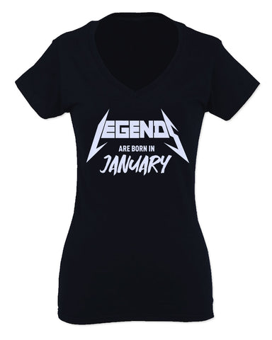 The Best Birthday Gift Legends are Born in January For Women V neck fitted T Shirt