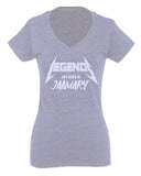 The Best Birthday Gift Legends are Born in January For Women V neck fitted T Shirt