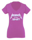 The Best Birthday Gift Legends are Born in January For Women V neck fitted T Shirt