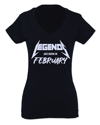 The Best Birthday Gift Legends are Born in February For Women V neck fitted T Shirt