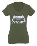 The Best Birthday Gift Legends are Born in February For Women V neck fitted T Shirt