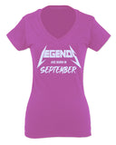 The Best Birthday Gift Legends are Born in September For Women V neck fitted T Shirt