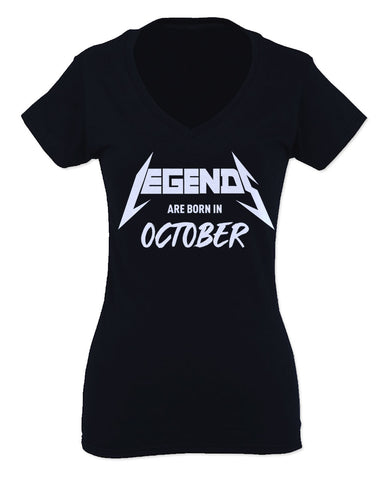 The Best Birthday Gift Legends are Born in October For Women V neck fitted T Shirt