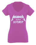 The Best Birthday Gift Legends are Born in October For Women V neck fitted T Shirt