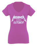 The Best Birthday Gift Legends are Born in October For Women V neck fitted T Shirt