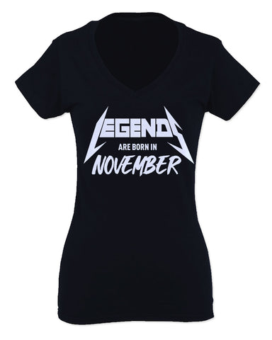 The Best Birthday Gift Legends are Born in November For Women V neck fitted T Shirt