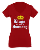 The Best Birthday Gift Kings are Born in January For Women V neck fitted T Shirt