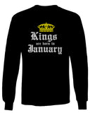The Best Birthday Gift Kings are Born in January mens Long sleeve t shirt