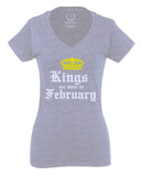 The Best Birthday Gift Kings are Born in February For Women V neck fitted T Shirt