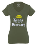 The Best Birthday Gift Kings are Born in February For Women V neck fitted T Shirt