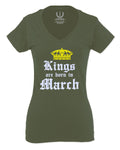 The Best Birthday Gift Kings are Born in March For Women V neck fitted T Shirt