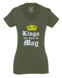 The Best Birthday Gift Kings are Born in May For Women V neck fitted T Shirt