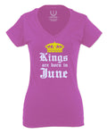 The Best Birthday Gift Kings are Born in June For Women V neck fitted T Shirt