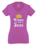 The Best Birthday Gift Kings are Born in June For Women V neck fitted T Shirt