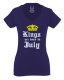 The Best Birthday Gift Kings are Born in July For Women V neck fitted T Shirt
